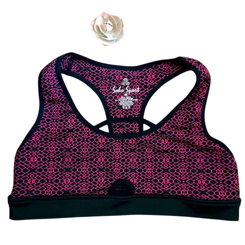 Saba Sport Sports Bra In Black And Pink Women's Size Medium